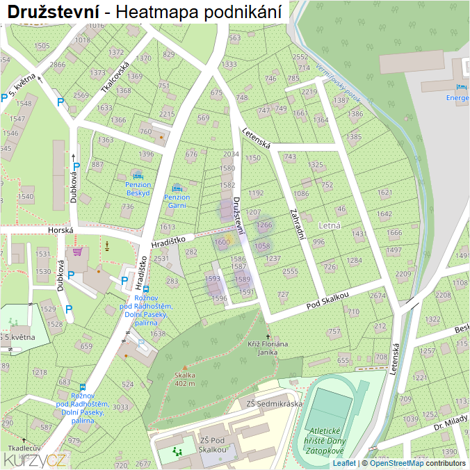 Mapa Družstevní - Firmy v ulici.