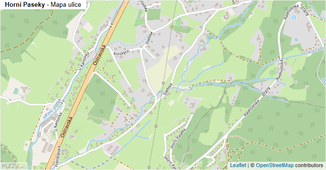 Horní Paseky - mapa ulice