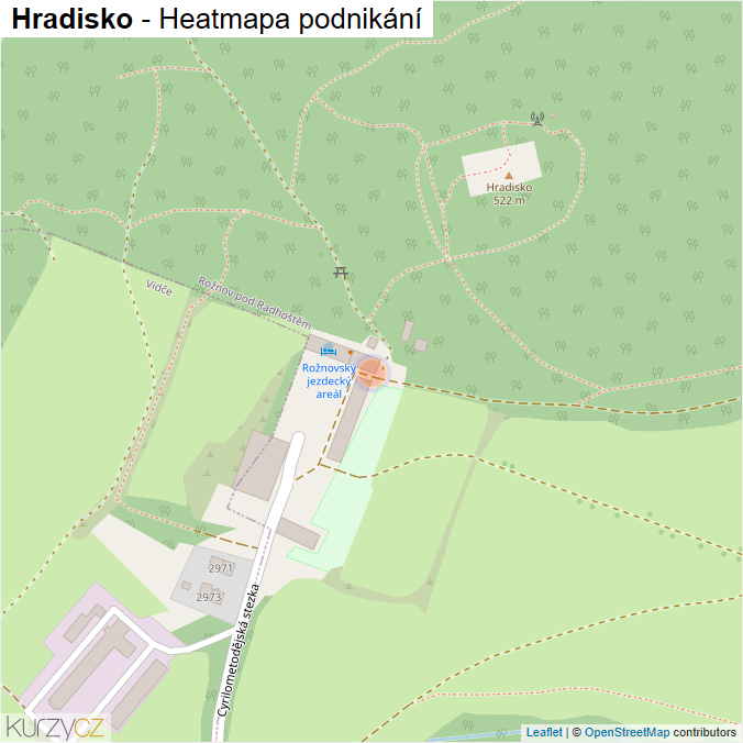 Mapa Hradisko - Firmy v ulici.