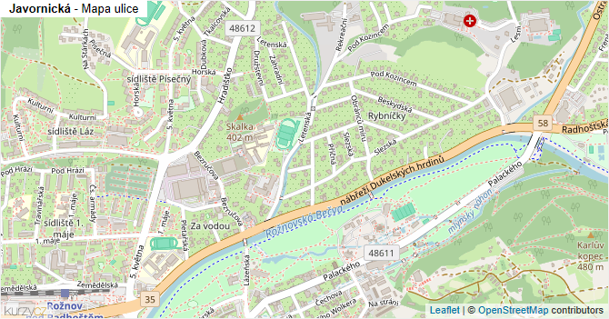 Javornická - mapa ulice