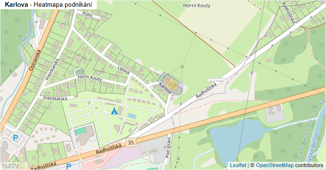 Karlova - mapa podnikání