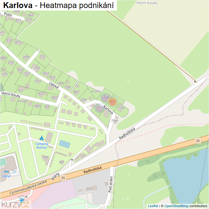 Mapa Karlova - Firmy v ulici.