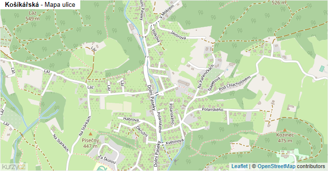 Košíkářská - mapa ulice