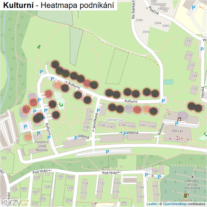 Mapa Kulturní - Firmy v ulici.