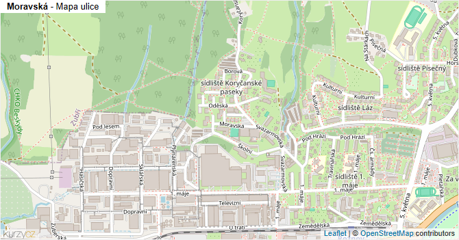 Moravská - mapa ulice