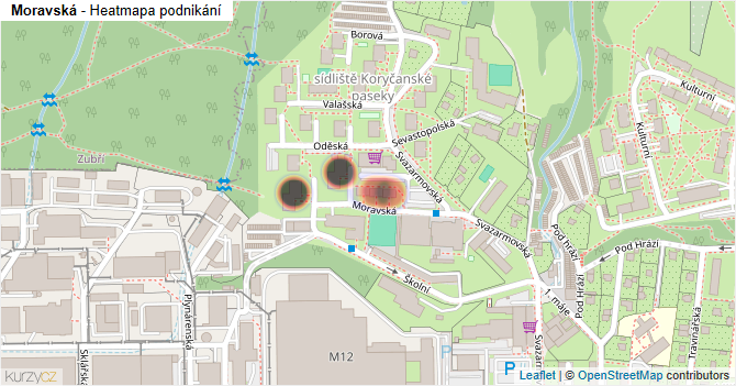 Moravská - mapa podnikání