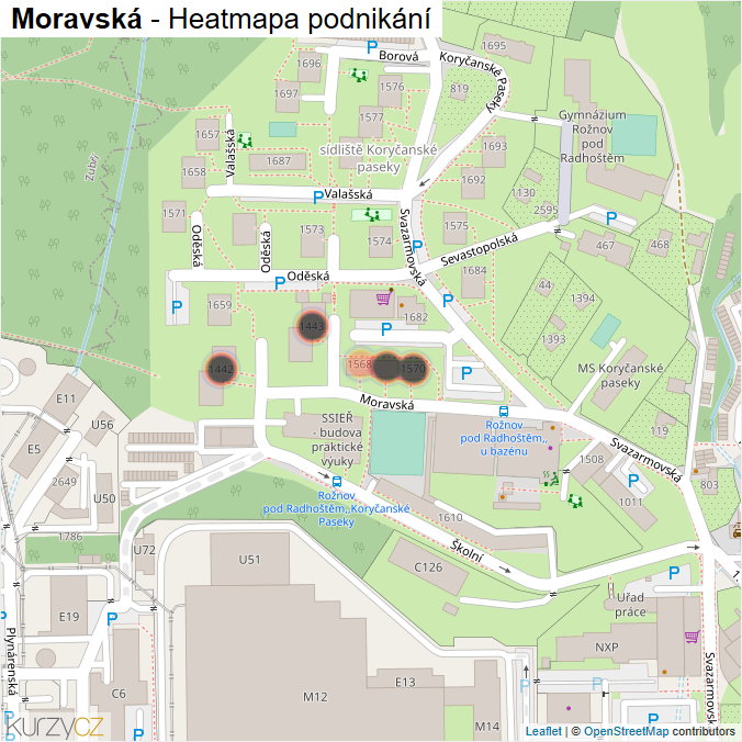 Mapa Moravská - Firmy v ulici.