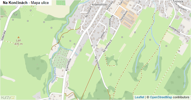 Na Končinách - mapa ulice