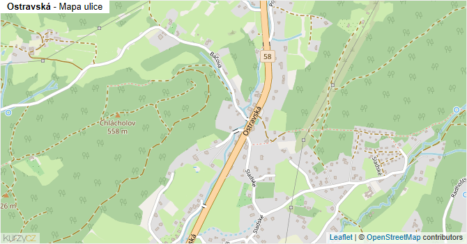 Ostravská - mapa ulice