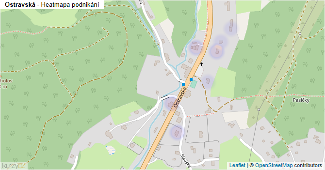 Ostravská - mapa podnikání