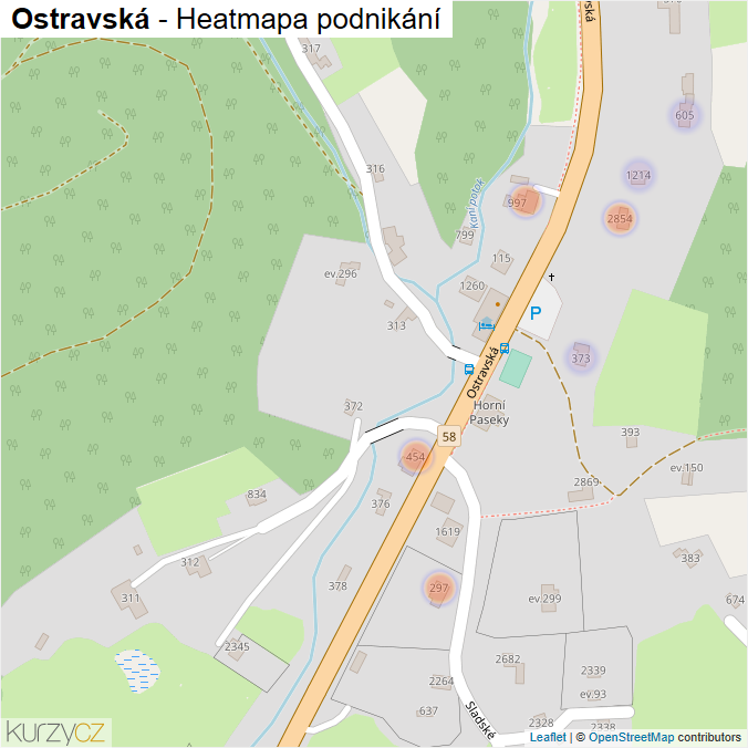 Mapa Ostravská - Firmy v ulici.