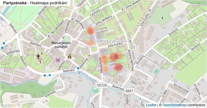 Partyzánská - mapa podnikání