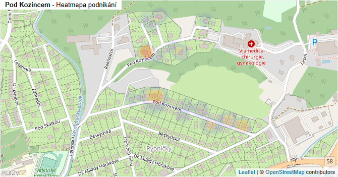 Pod Kozincem - mapa podnikání