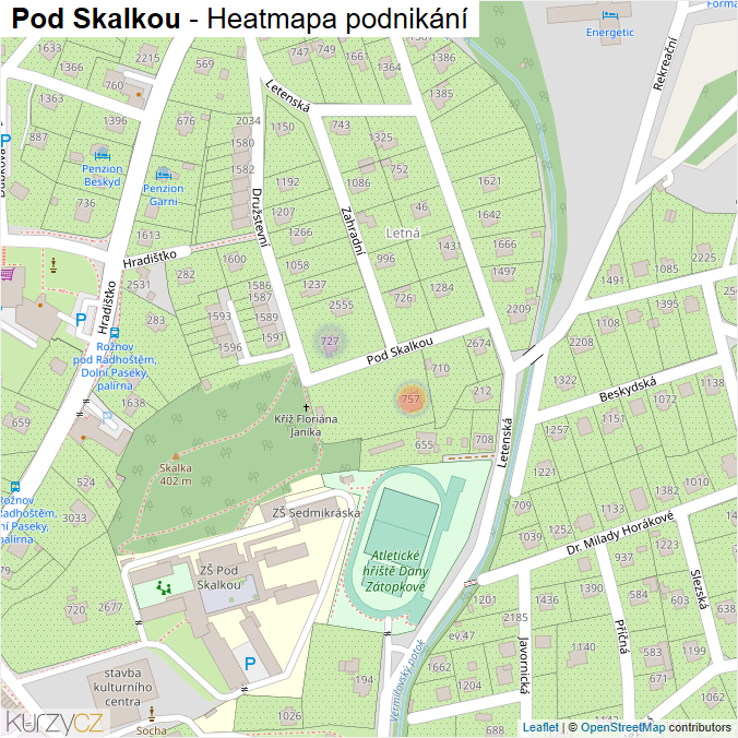 Mapa Pod Skalkou - Firmy v ulici.