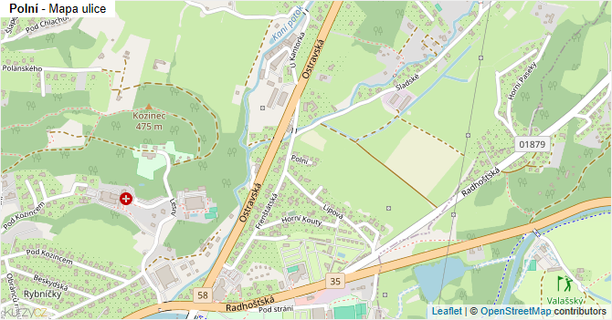 Polní - mapa ulice