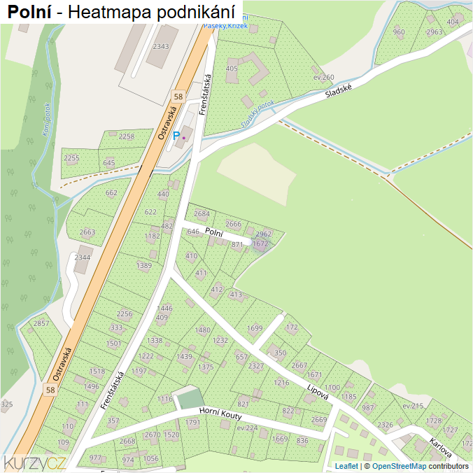 Mapa Polní - Firmy v ulici.