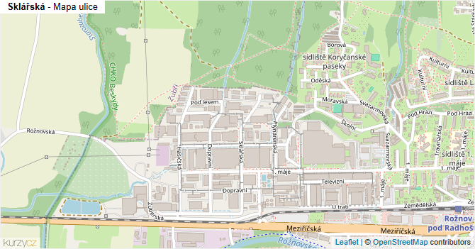 Sklářská - mapa ulice