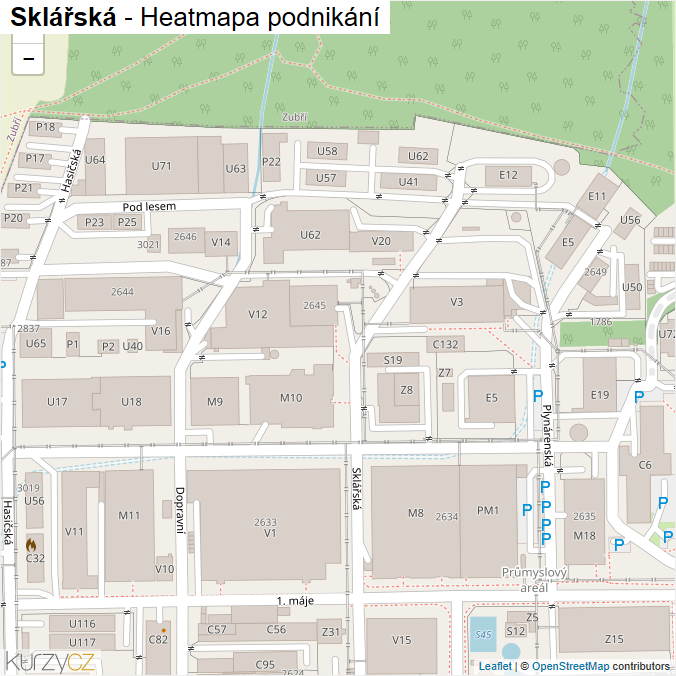 Mapa Sklářská - Firmy v ulici.