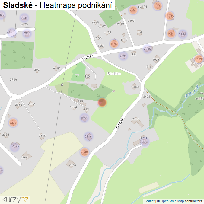 Mapa Sladské - Firmy v ulici.