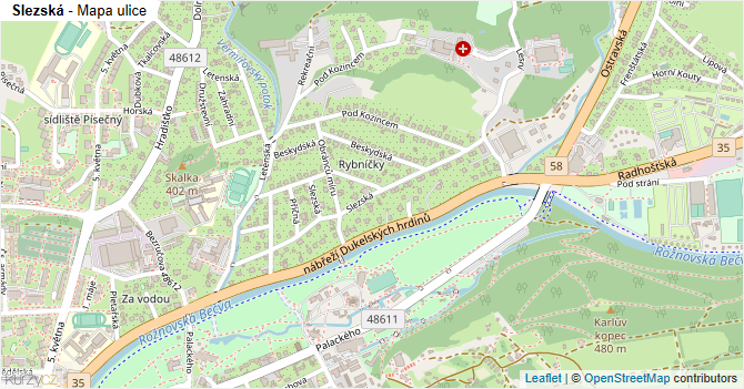 Slezská - mapa ulice