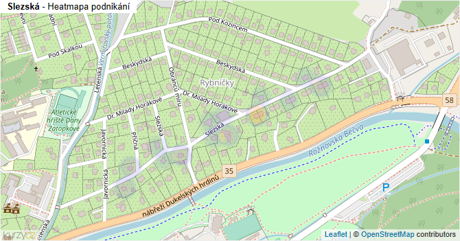 Slezská - mapa podnikání