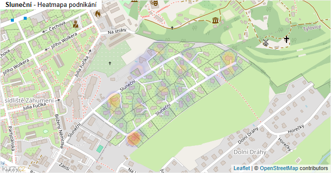 Sluneční - mapa podnikání