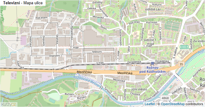 Televizní - mapa ulice
