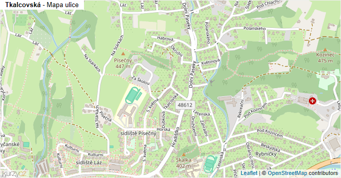 Tkalcovská - mapa ulice