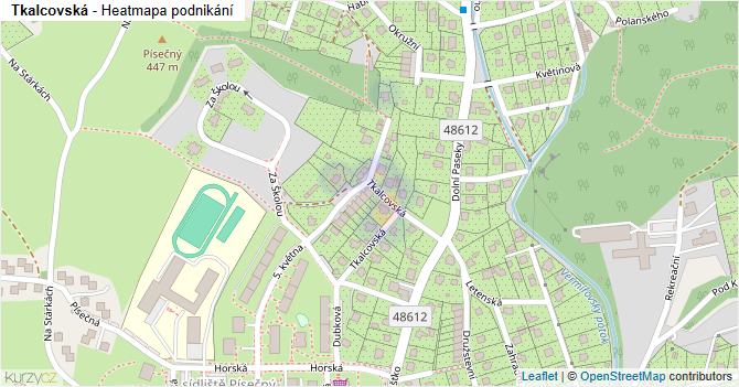 Tkalcovská - mapa podnikání