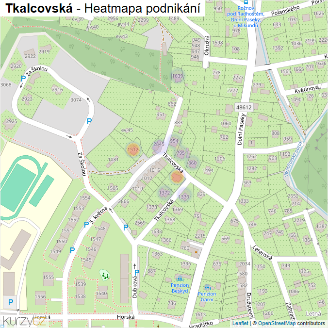 Mapa Tkalcovská - Firmy v ulici.
