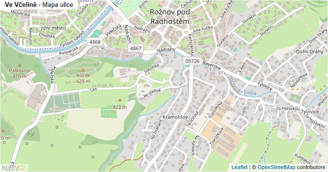 Ve Včelíně - mapa ulice