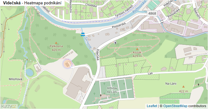 Videčská - mapa podnikání