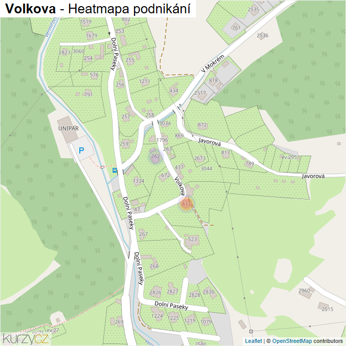 Mapa Volkova - Firmy v ulici.