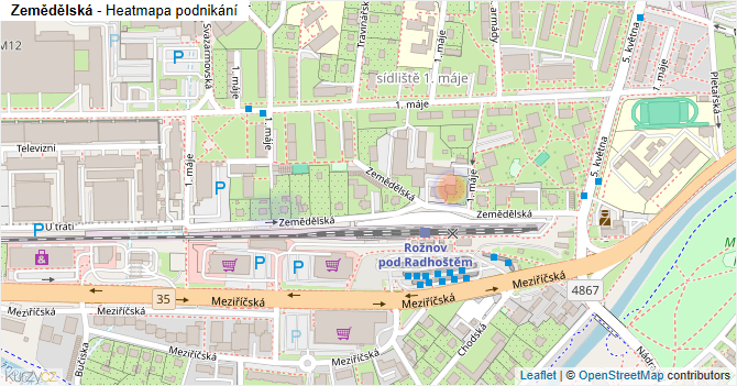 Zemědělská - mapa podnikání