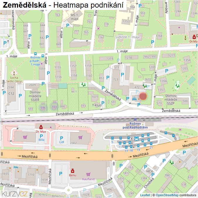 Mapa Zemědělská - Firmy v ulici.