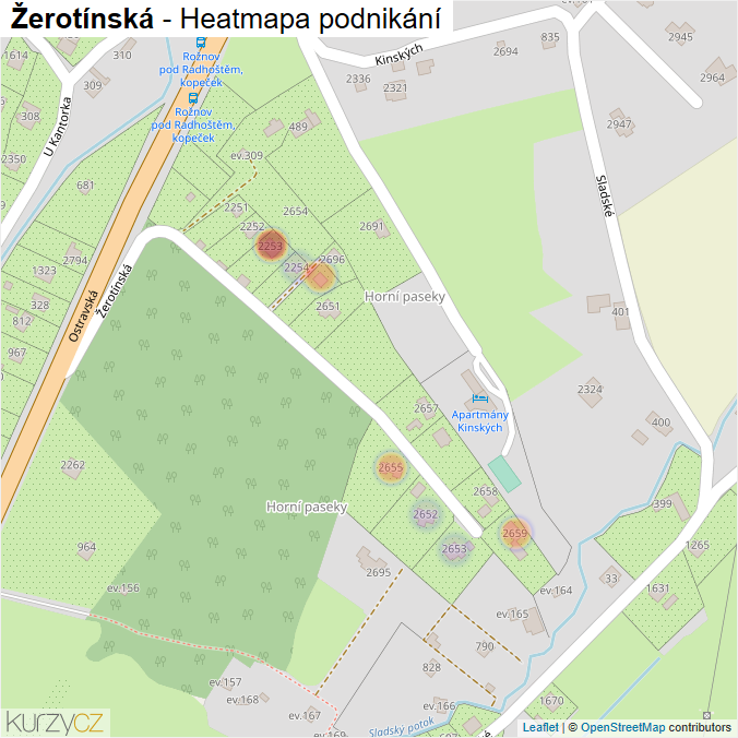 Mapa Žerotínská - Firmy v ulici.