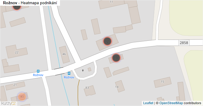 Rožnov - mapa podnikání
