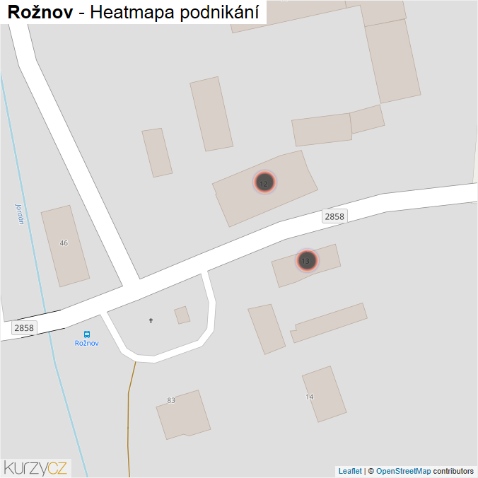 Mapa Rožnov - Firmy v obci.