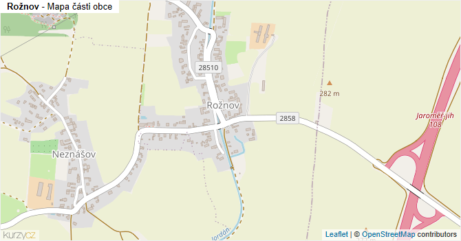 Rožnov - mapa části obce