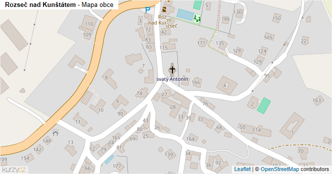 Rozseč nad Kunštátem - mapa obce