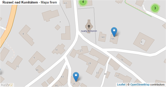 Rozseč nad Kunštátem - mapa firem