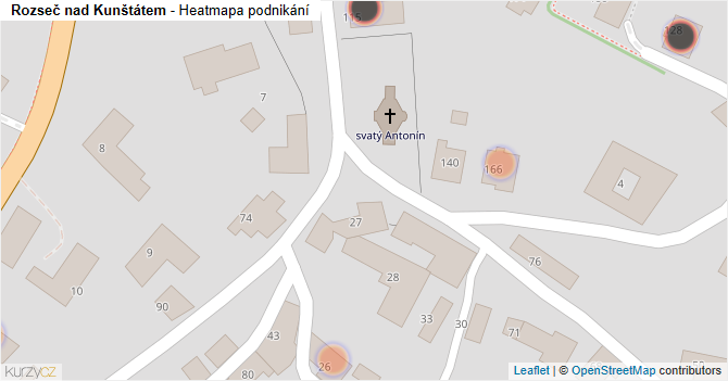 Rozseč nad Kunštátem - mapa podnikání