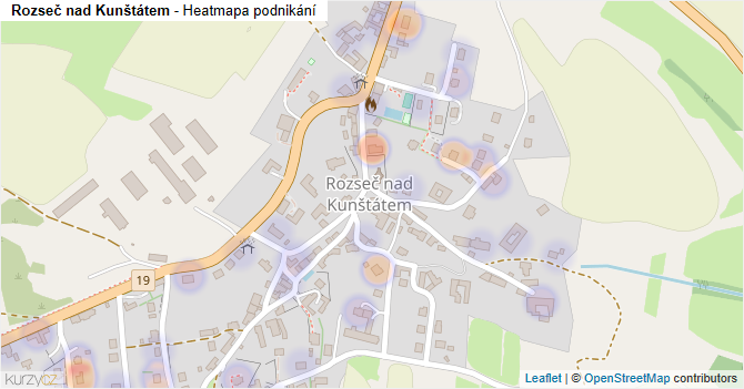 Rozseč nad Kunštátem - mapa podnikání