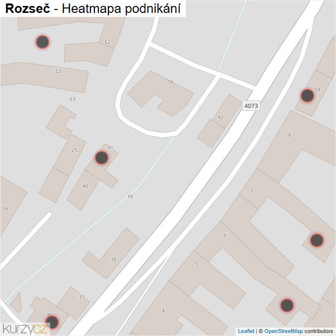 Mapa Rozseč - Firmy v obci.