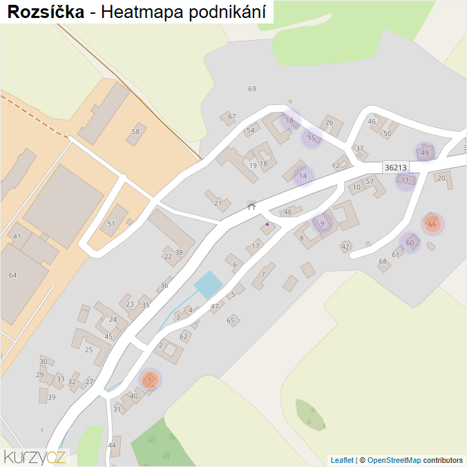Mapa Rozsíčka - Firmy v části obce.