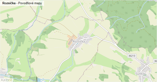 Rozsíčka - záplavové mapy stoleté vody