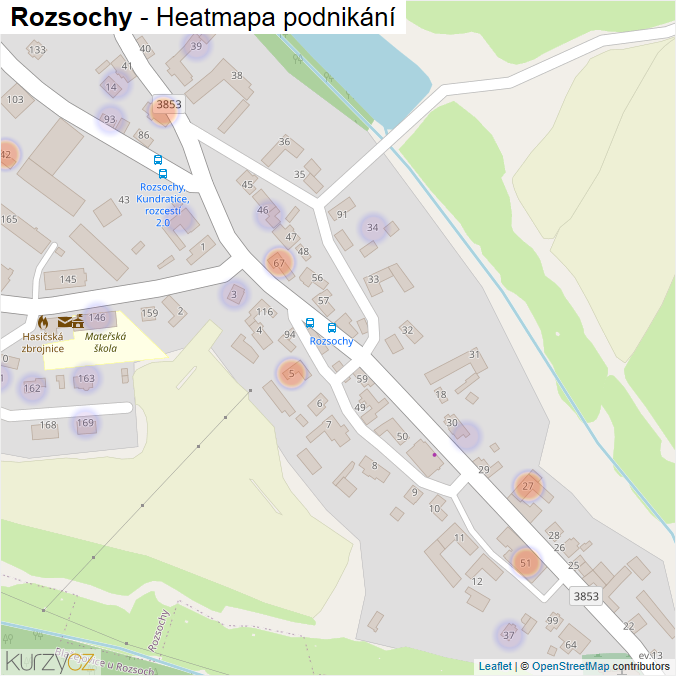 Mapa Rozsochy - Firmy v části obce.