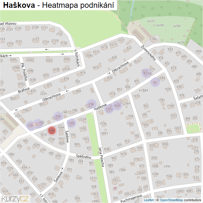 Mapa Haškova - Firmy v ulici.