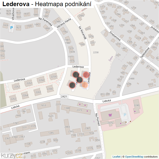 Mapa Lederova - Firmy v ulici.