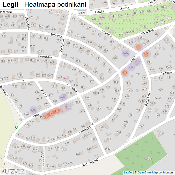 Mapa Legií - Firmy v ulici.